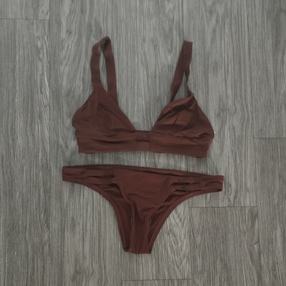 NWT M Vitamin A Neutra Chocolate Brown Bikini Set